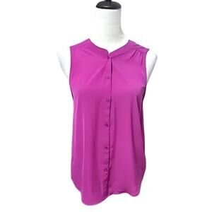 American Eagle Outfitters Sheer Button-Up Shirt Sleeveless Lightweight Pink  S